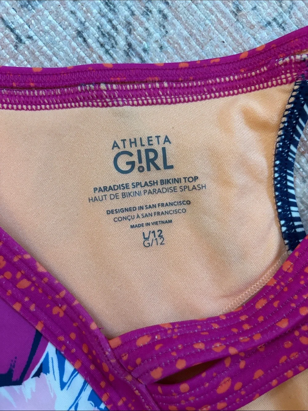 Athleta Girl Paradise Splash Bikini Top Size Large/ 12